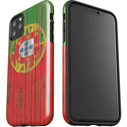 Portuguese Flag Dark Wood iPhone 11 Pro Max Impact Case